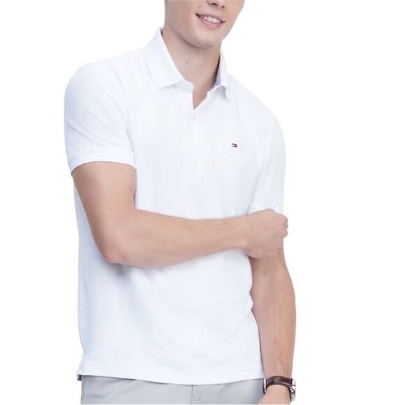TOMMY HILFIGER | NEW White Polo Short Sleeve Shirt W/ Logo Men’s Size Large - Picture 1 of 9